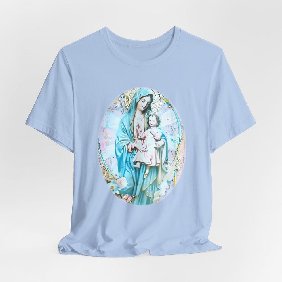 Thumbnail: Vintage Madonna & Child T-Shirt Shabby Virgin Mary Apparel Art Tee Catholic Gift