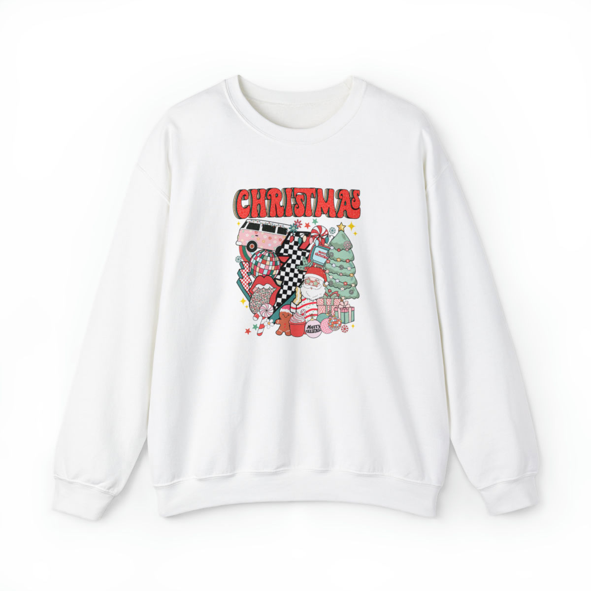 Retro Christmas Sweatshirt Vintage Hippie style Holiday Apparel
