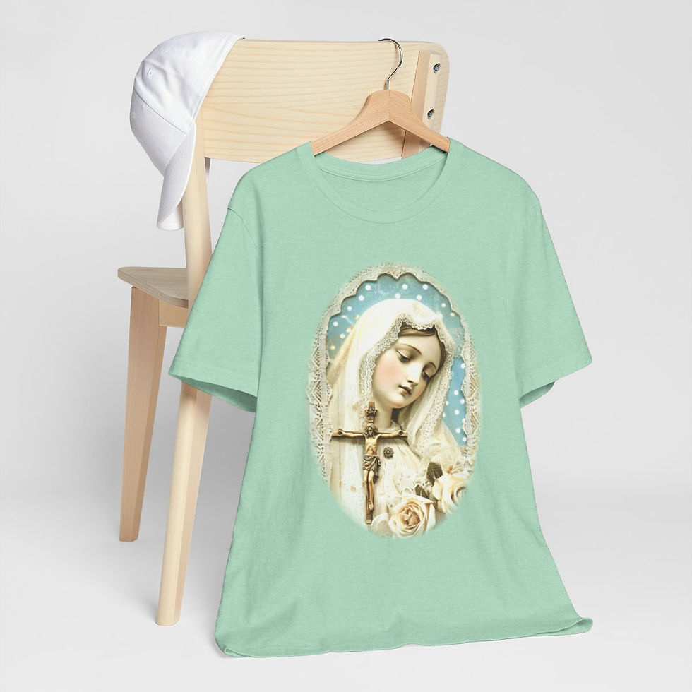 Thumbnail: Shabby Virgin Mary T-Shirt Ave Maria Religious Faith Art Tee Catholic Gifts
