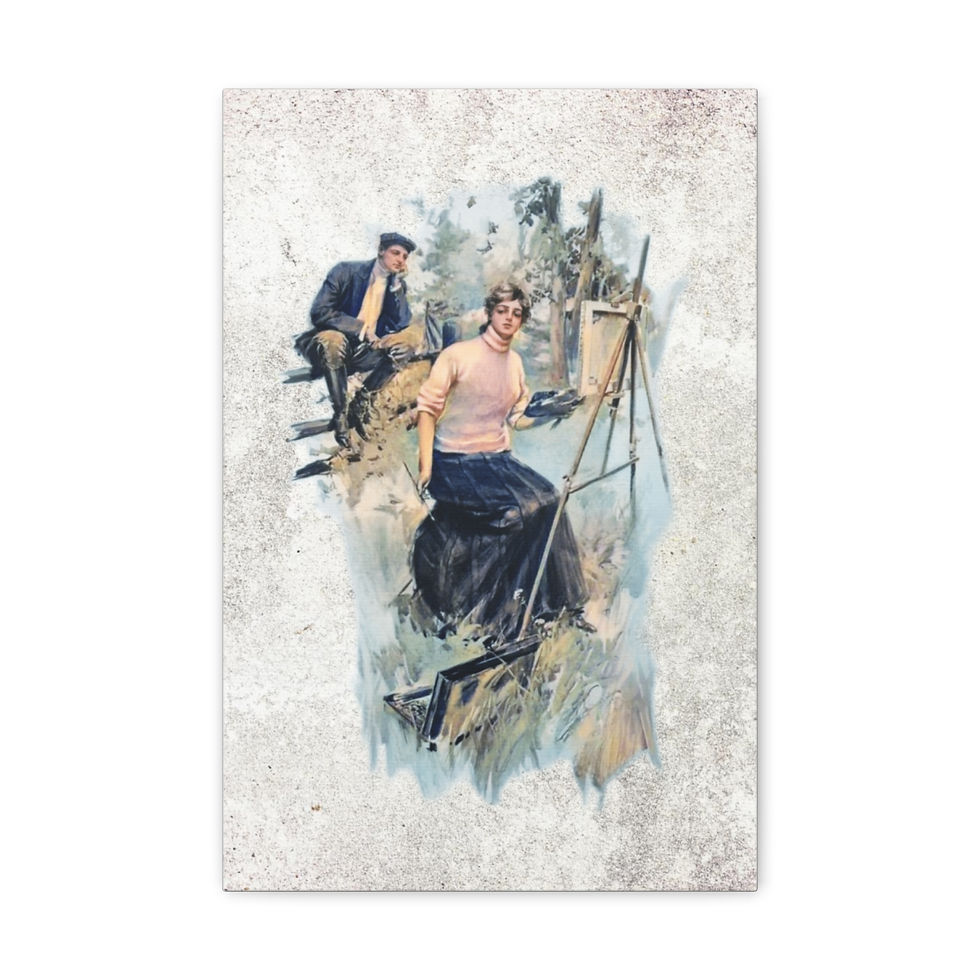 Thumbnail: Vintage Canvas Art Print Victorian Woman Artist Harrison Fisher Home Decor 