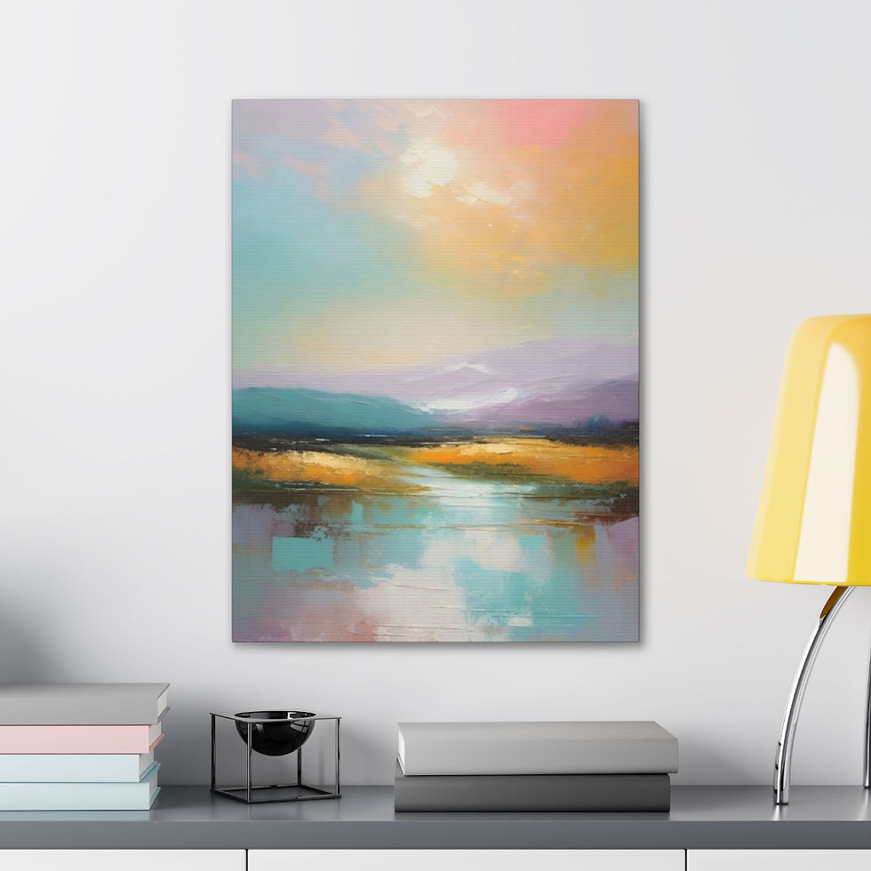 Thumbnail: Modern Canvas Art Mountain Sunset Lake Landscape Wall Hanging Statement decor