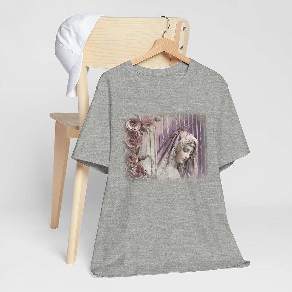 Thumbnail: Shabby Religious T-Shirt Virgin Mary Art Tee Vintage Catholic Gifts of Faith