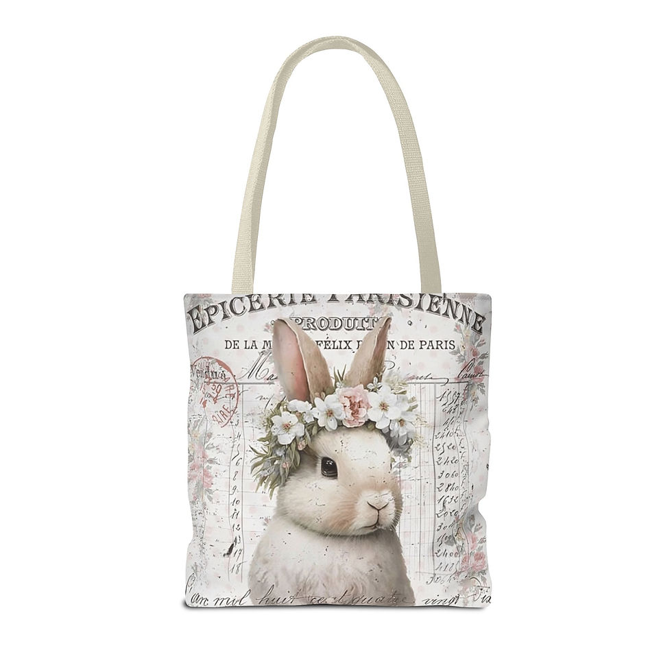 Thumbnail: Shabby French Tote Bag Vintage Bunny Rabbit Chic Artistic Trendy Gift 