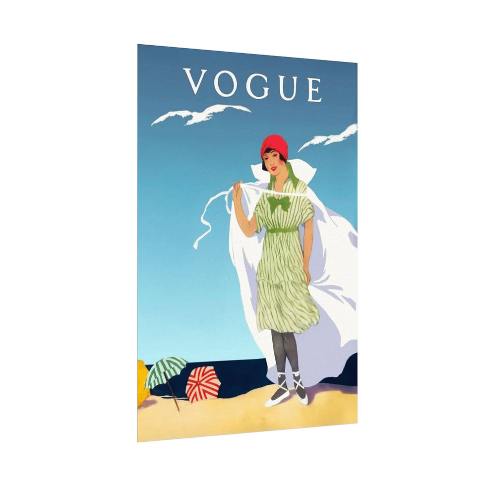 Thumbnail: Vintage Beach Giclee Art Print Chic Art Deco Woman Summer Vogue Magazine Cover 