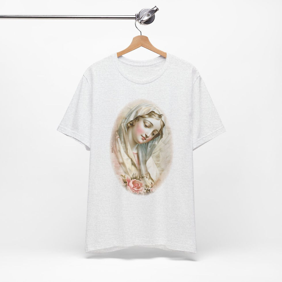 Thumbnail: Shabby Virgin Mary T-Shirt Ave Maria Religious Faith Art Tee Catholic Gifts