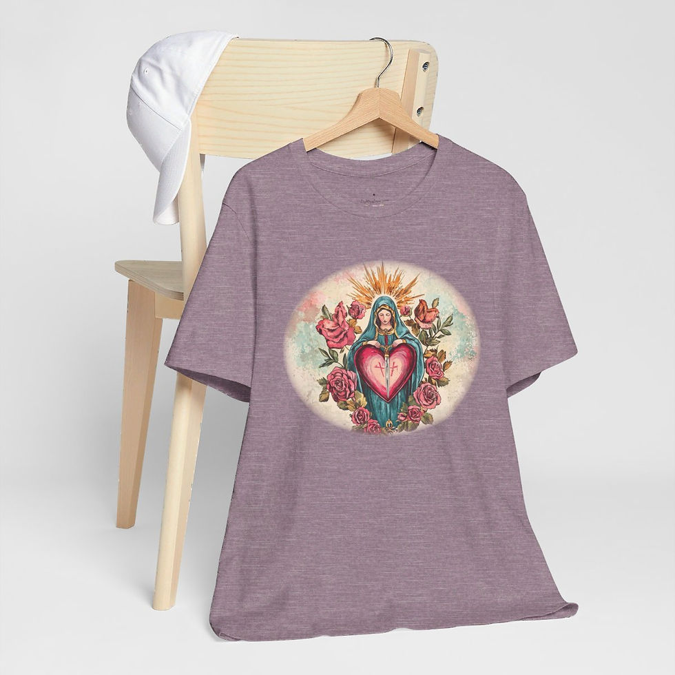 Thumbnail: Virgin Mary T-Shirt Shabby Mother Mary Immaculate Heart Catholic Art Tee