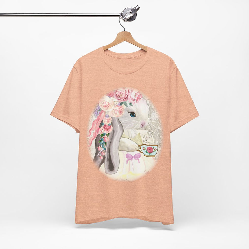 Thumbnail: Shabby T-Shirt Bunny having Tea Pink Roses Chic Art Tee Artistic Apparel & Gifts