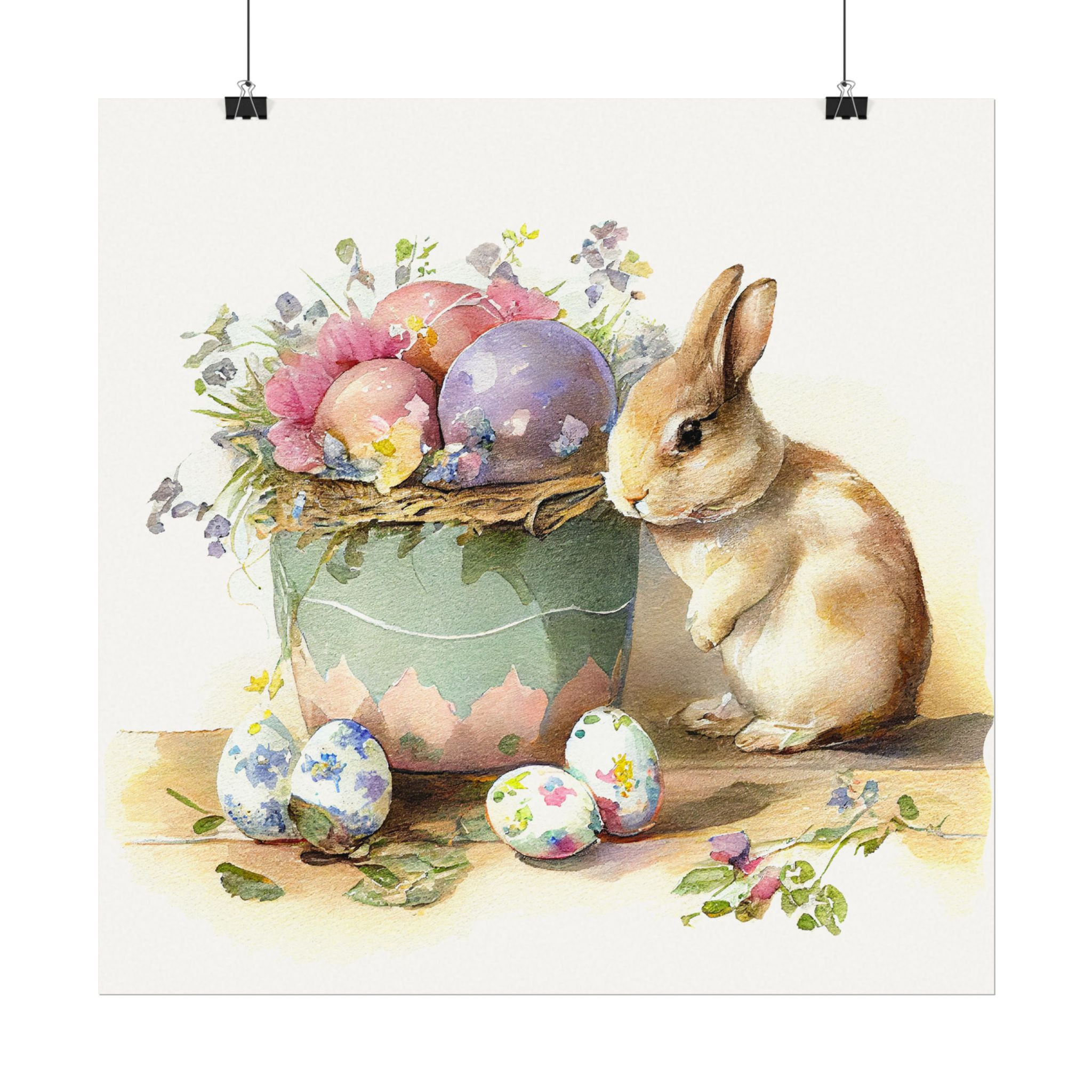 French Country Rabbit Art Print Shabby Bunny Cottage Farmhouse Giclee Wall Decor