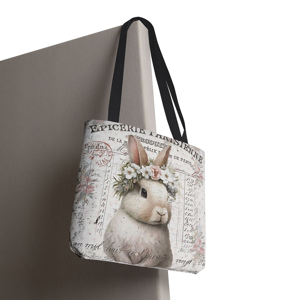 Thumbnail: Shabby French Tote Bag Vintage Bunny Rabbit Chic Artistic Trendy Gift 