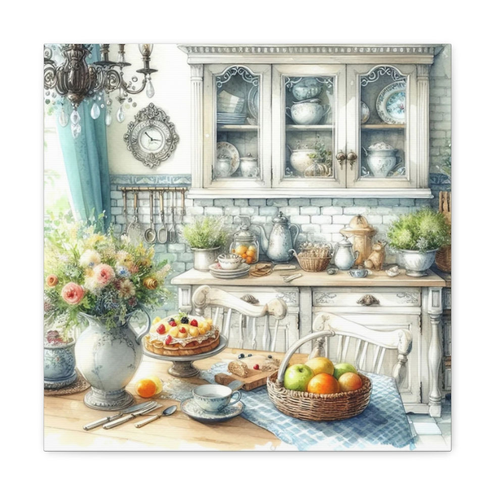 Thumbnail: Shabby French Country Kitchen Canvas Art Farmhouse Cottage Kitchen Pastel decor