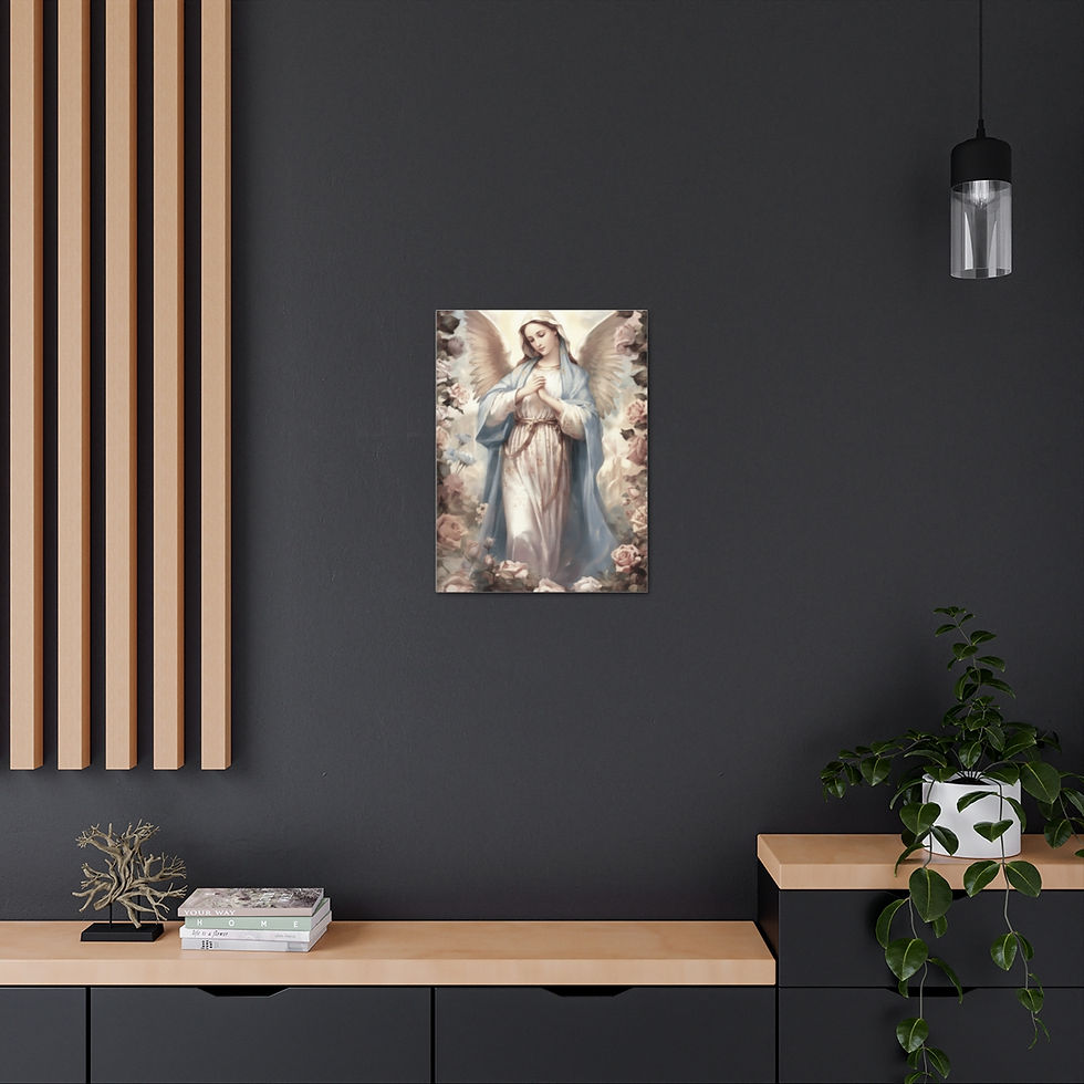 Thumbnail: Shabby Virgin Mary Canvas Art Vintage Style Pink Roses Religious Wall Decor