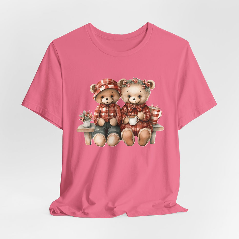 Thumbnail: Cozy Bear Couple T-Shirt Shabby Farmhouse Artistic Bear Lover Gift 