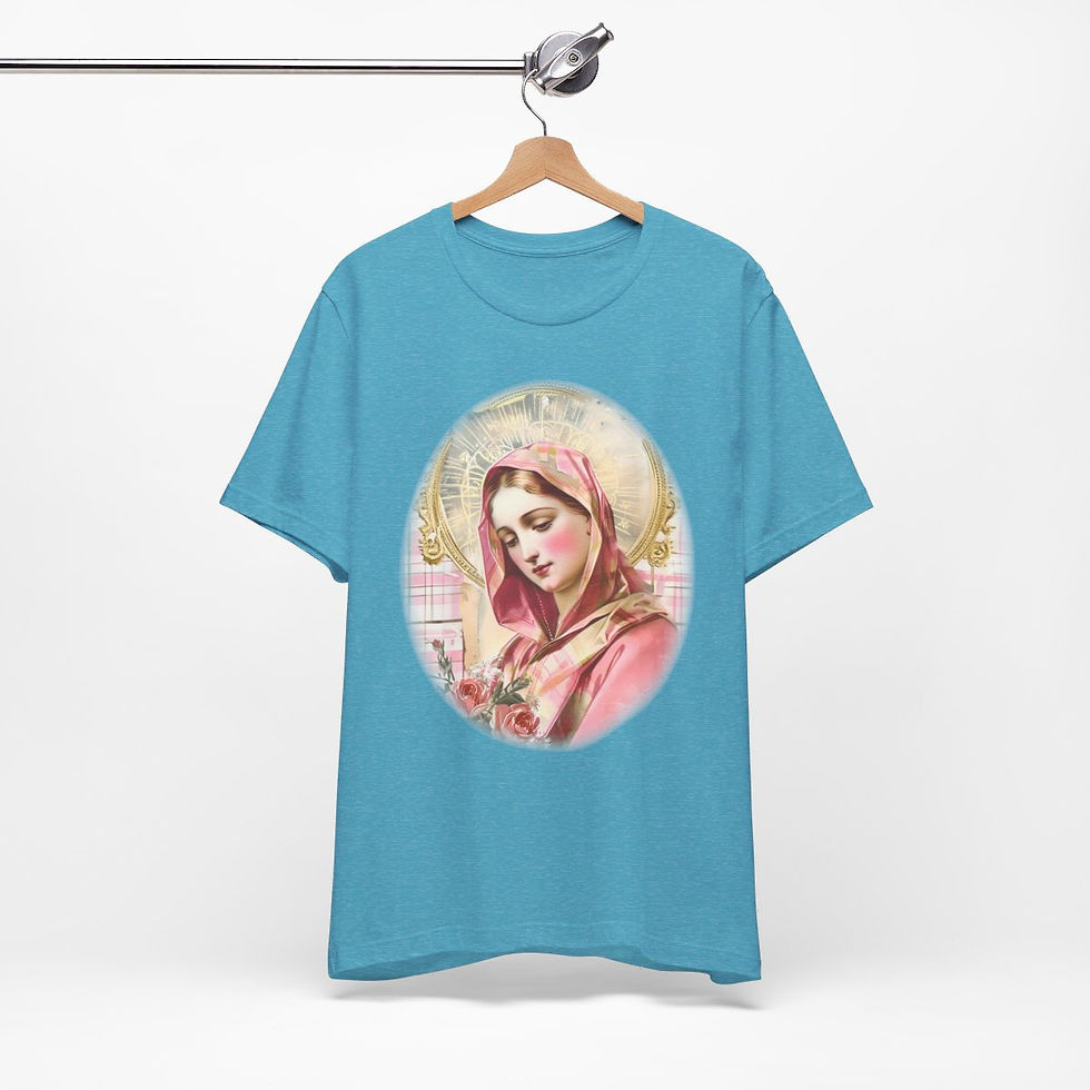 Thumbnail: Shabby Virgin Mary T-Shirt Ave Maria Religious Faith Art Tee Catholic Gifts