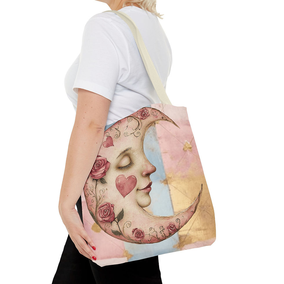 Thumbnail: Artistic Celestial Tote Bag Boho Crescent Moon Shabby Trendy Expressive Gift