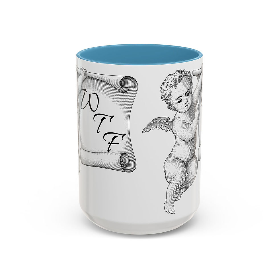 Thumbnail: Sarcastic Cherub Coffee Mug Vintage Angel WTF Funny Break-Up Artistic Gift 