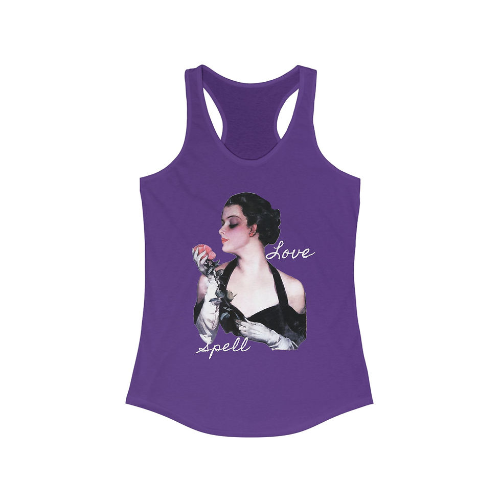 Thumbnail: Witchy Tank Top Wearable Art Love Spell Pink Rose Artistic Vintage-Inspired Gift