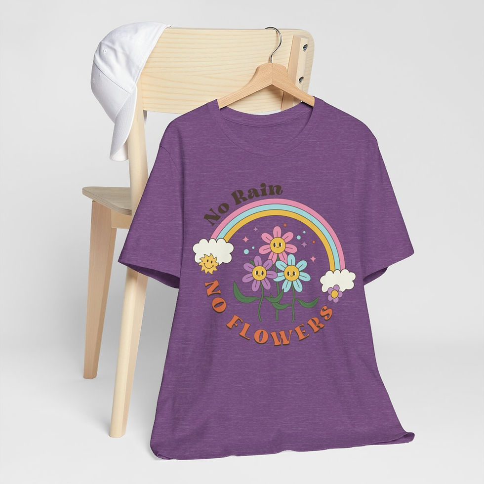 Thumbnail: Spiritual Art T-Shirt Motivational Gifts No Rain No Flowers Retro Apparel