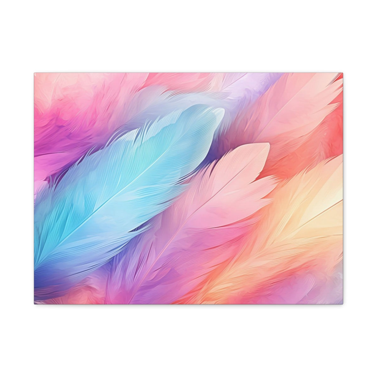 Shabby Boho Canvas Art Pastel Feathers Watercolor Colorful Statement Wall Decor 