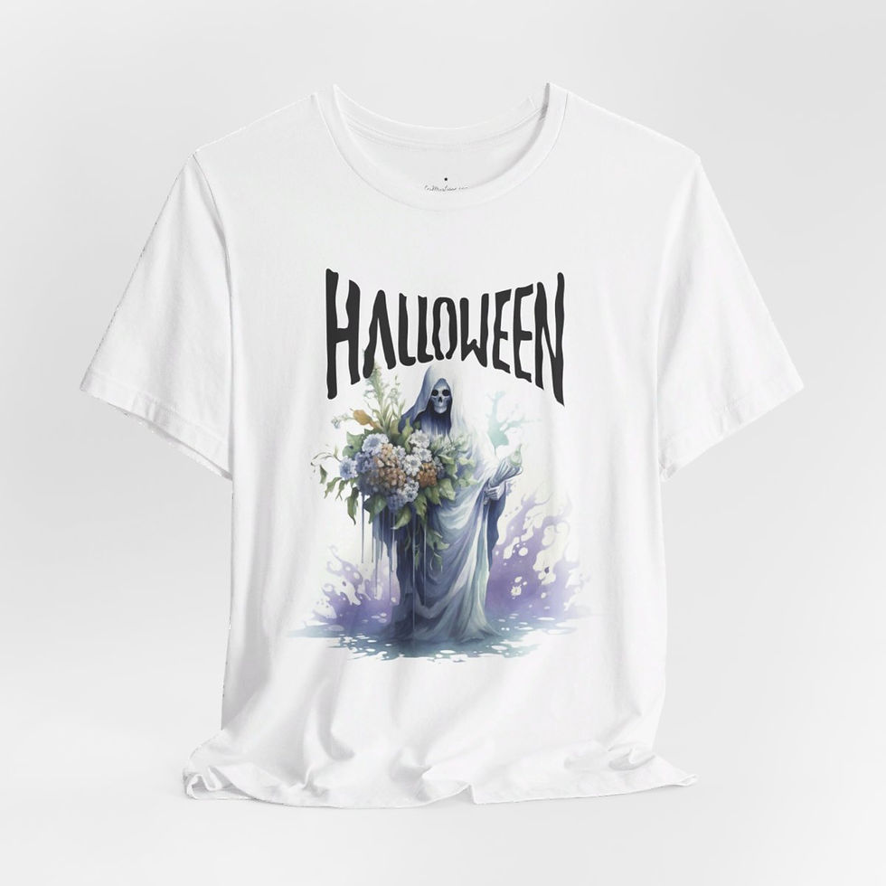 Thumbnail: Creepy Halloween T-Shirt Spooky Zombie Reaper Skeleton Art Tee Trendy Apparel