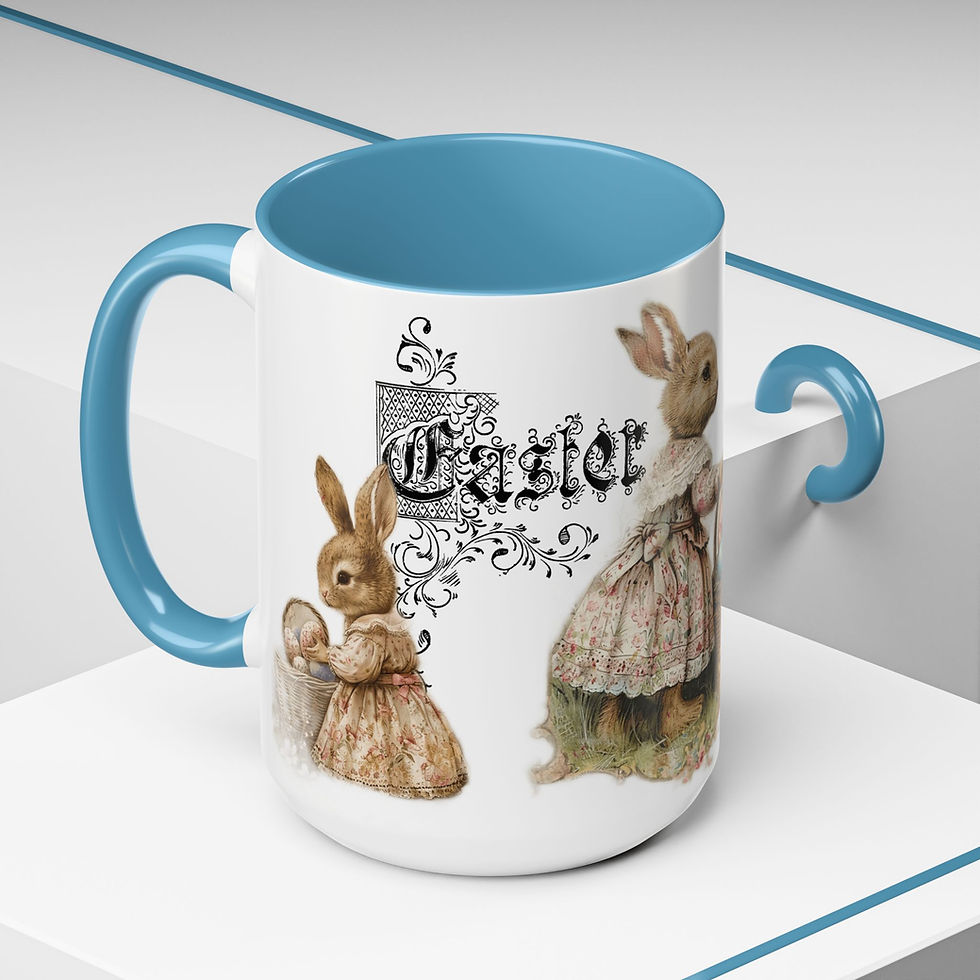 Thumbnail: Vintage Rabbit Coffee Mug Easter Bunny Shabby Kitchen French Country Gift 