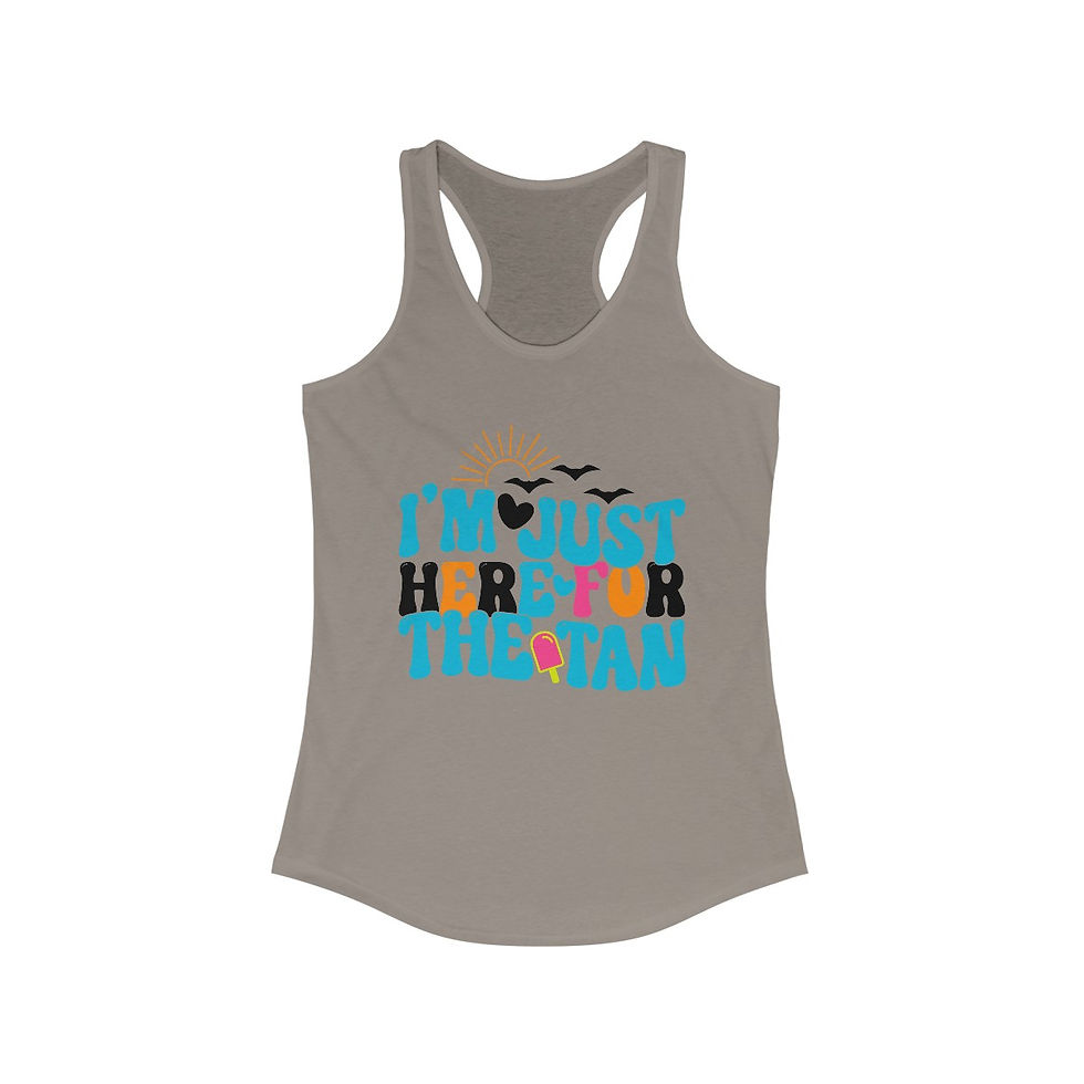 Thumbnail: Artistic Beachy Tank Top Just Here for the Tan Retro Art Summer Apparel Fun Gift