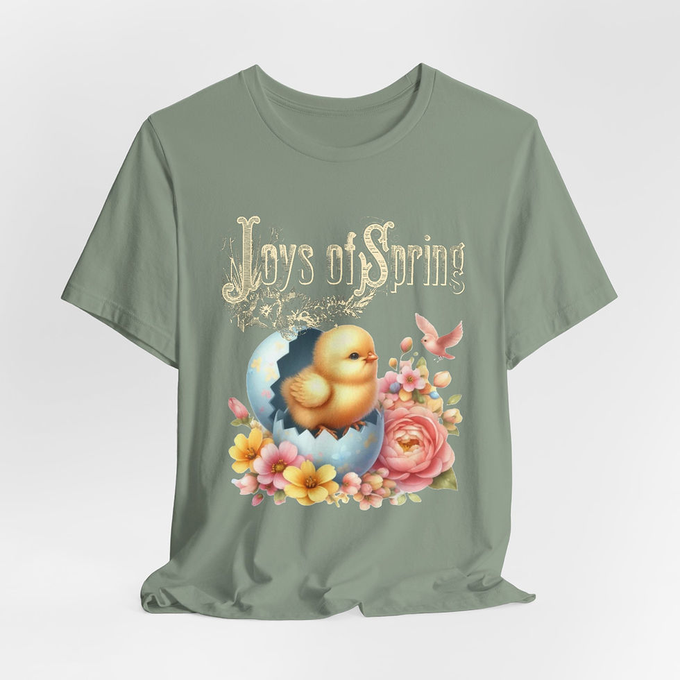 Thumbnail: Vintage Spring Art T-Shirt Shabby Baby Chick Bird Flowers Artistic Apparel