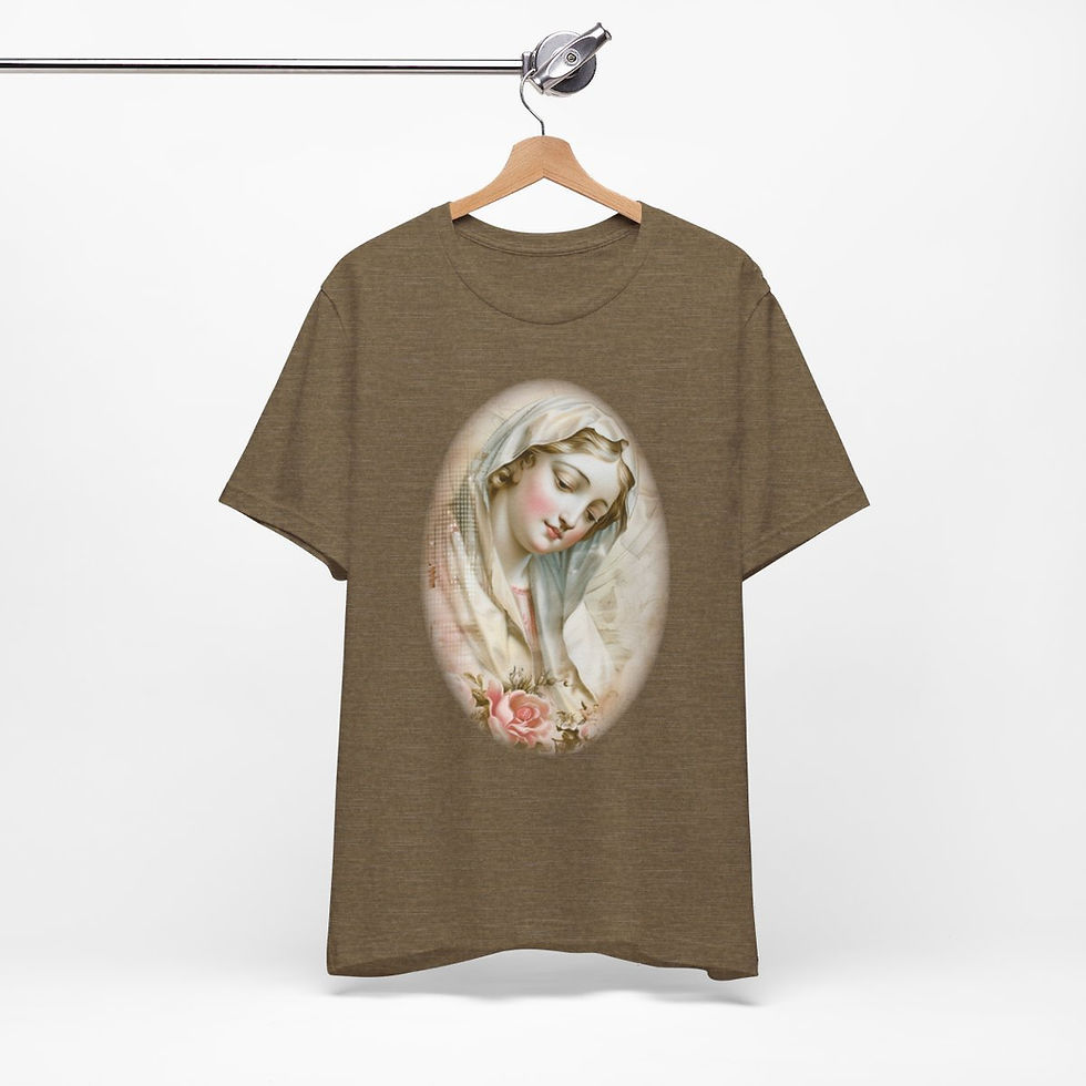 Thumbnail: Shabby Virgin Mary T-Shirt Ave Maria Religious Faith Art Tee Catholic Gifts