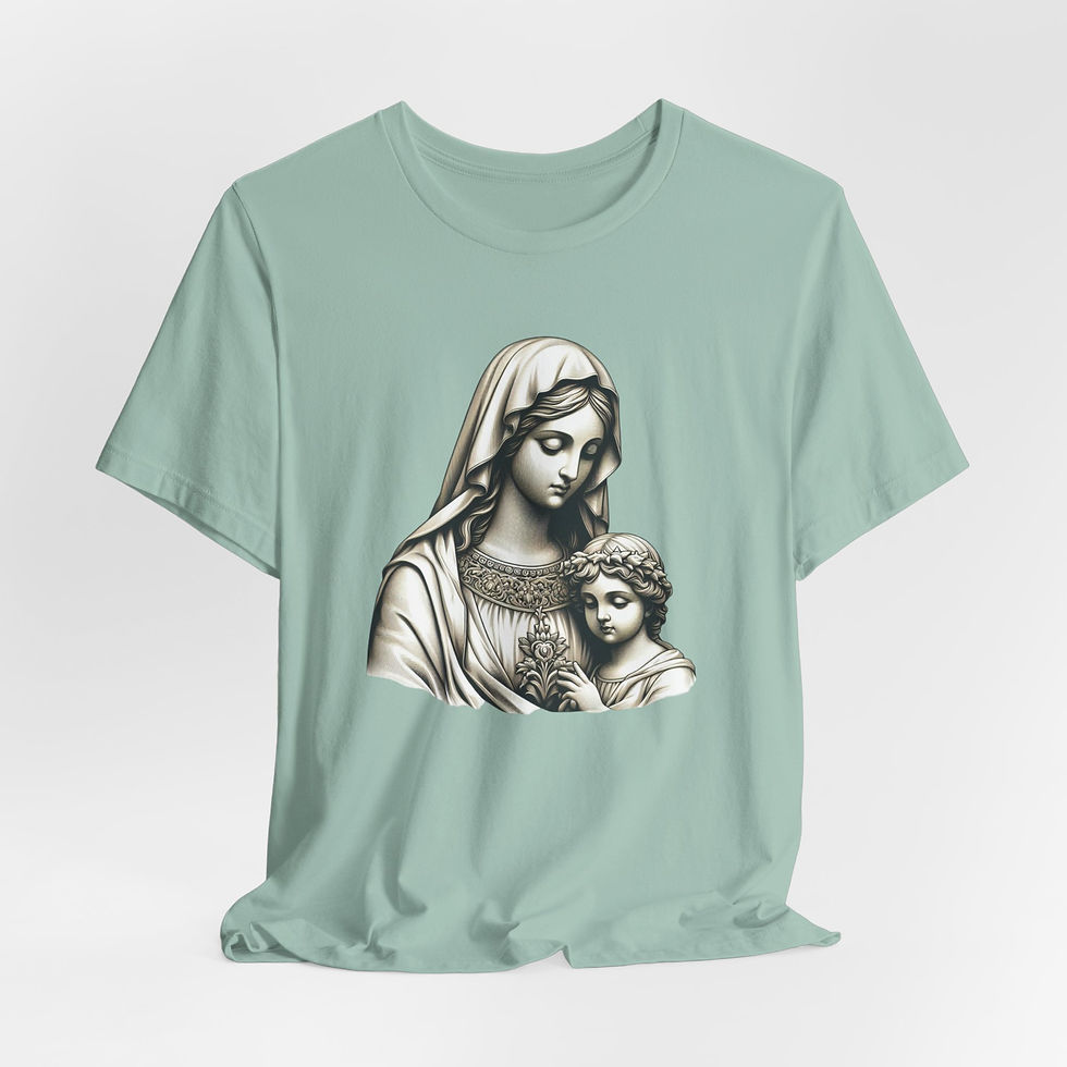 Thumbnail: Artistic T-Shirt Virgin Mary Religious Tee Madonna & Child Catholic Faith Gift 