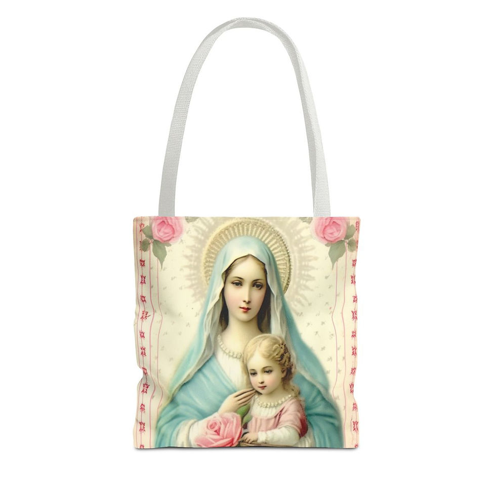 Thumbnail: Shabby Virgin Mary Tote Bag Mother Mary Madonna and Child Serene Catholic Gift