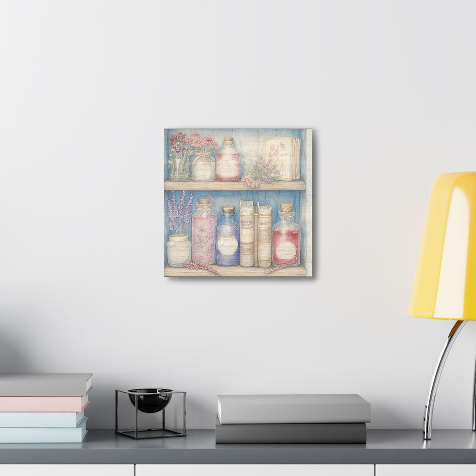 Thumbnail: Shabby Canvas Art Apothecary Bottles Books French Country Cottage wall decor 