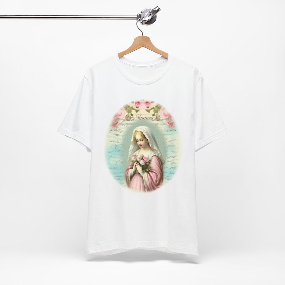 Thumbnail: Virgin Mary T-Shirt Shabby French Madonna Ave Maria Art Tee Catholic Faith Gifts