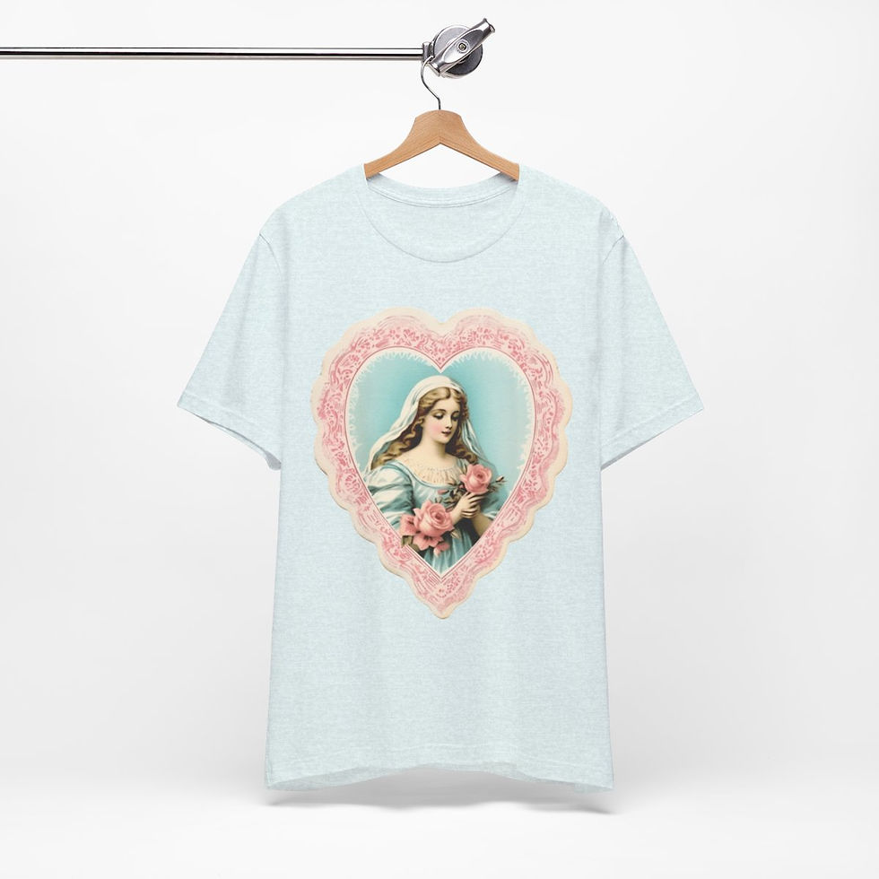 Thumbnail: Shabby Virgin Mary T-Shirt Religious Faith Pastel Art Tee Vintage Catholic Gifts