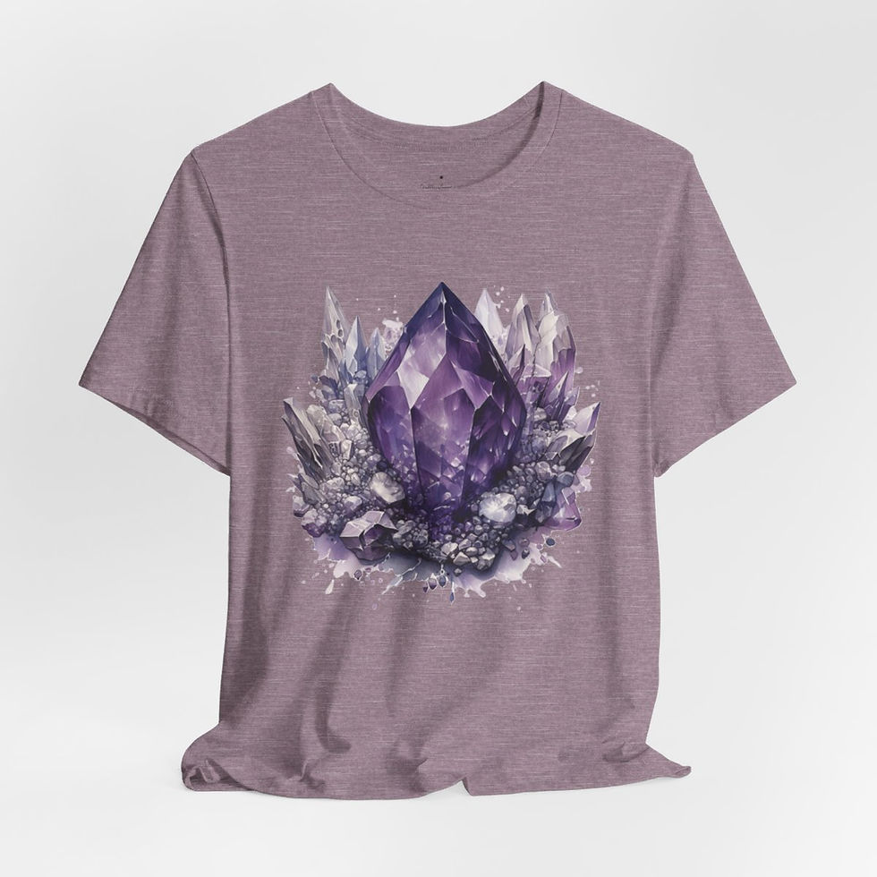 Thumbnail: Amethyst Crystal Cluster T-Shirt Mystical Crystals New Age Apparel Artistic gift
