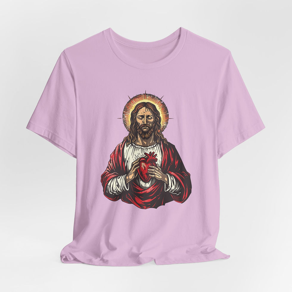 Thumbnail: Artistic T-Shirt Sacred Heart Jesus Christ Unisex Religious Tee Catholic Faith