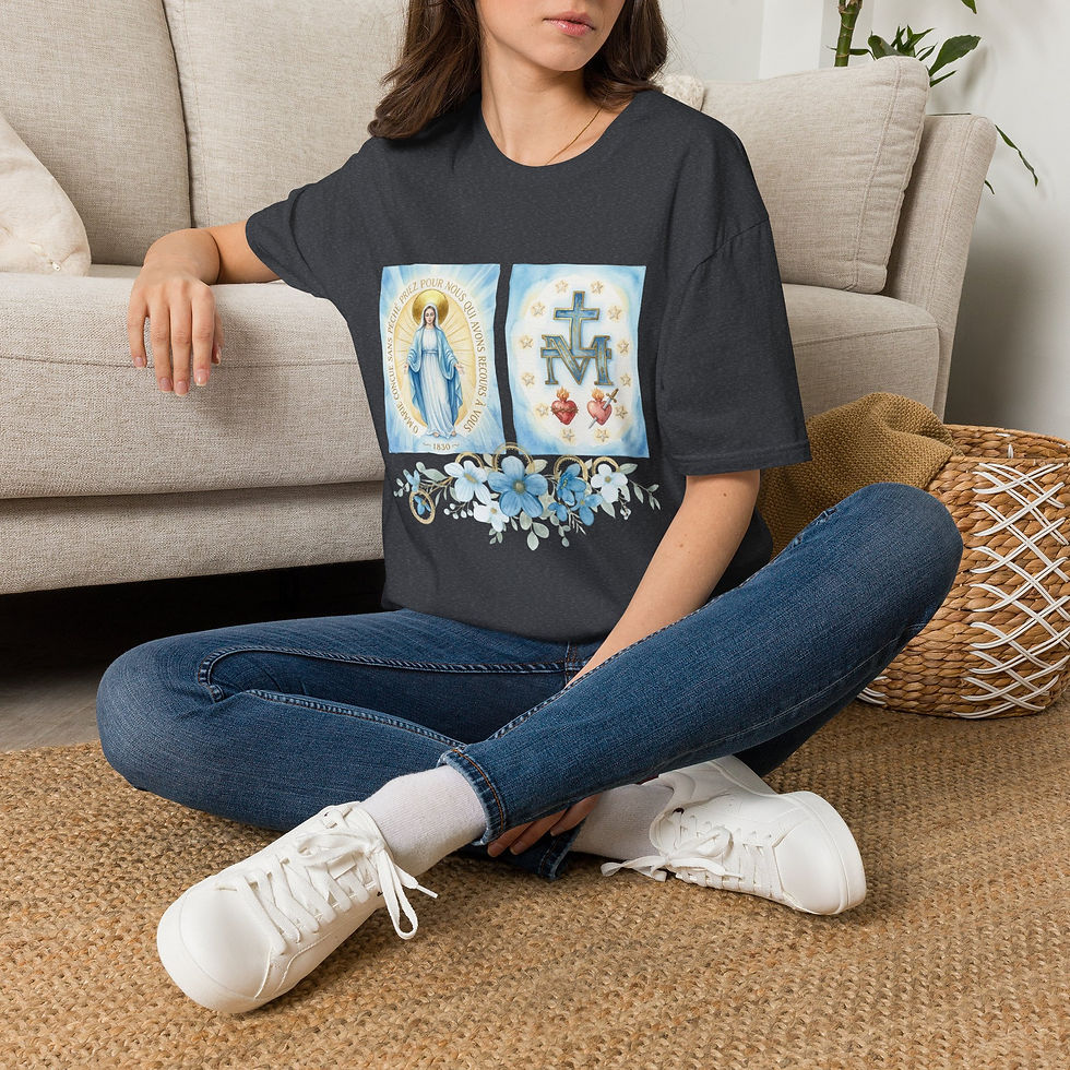 Thumbnail: Our Lady of Grace T-Shirt - Catholic Faith Miraculous Medal Wearable Art