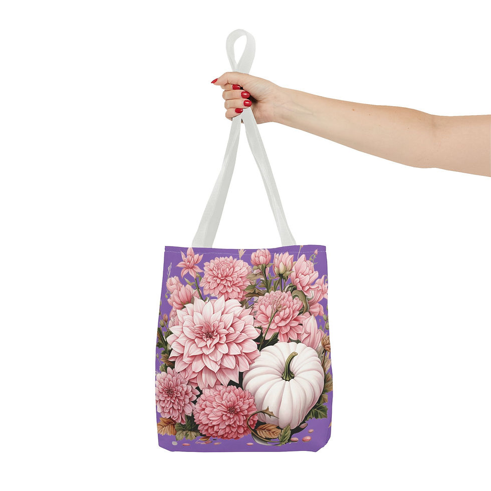 Thumbnail: Fall Tote Bag Pastel Pumpkin Shabby Pink & Purple Autumn Lover Expressive Gift