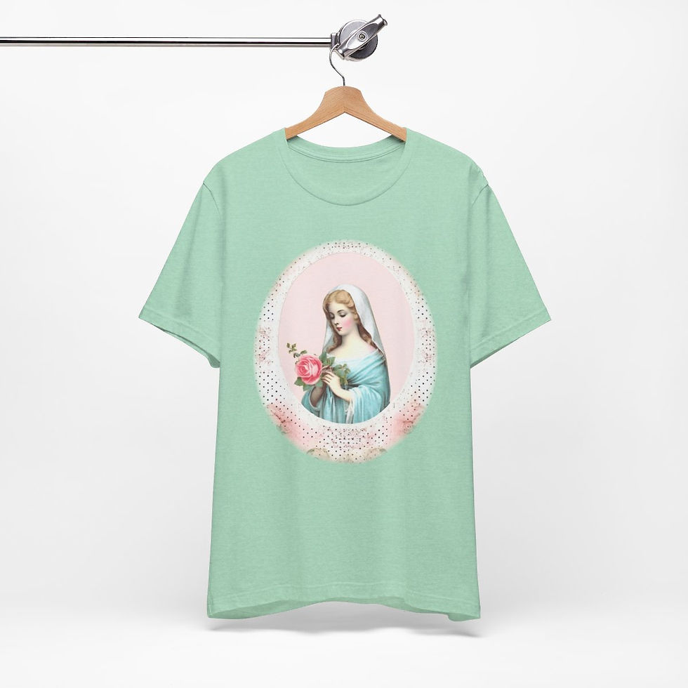 Thumbnail: Virgin Mary T-Shirt Shabby French Madonna Ave Maria Art Tee Catholic Faith Gifts