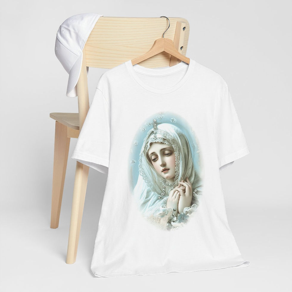 Thumbnail: Shabby Virgin Mary T-Shirt Ave Maria Religious Faith Art Tee Catholic Gifts