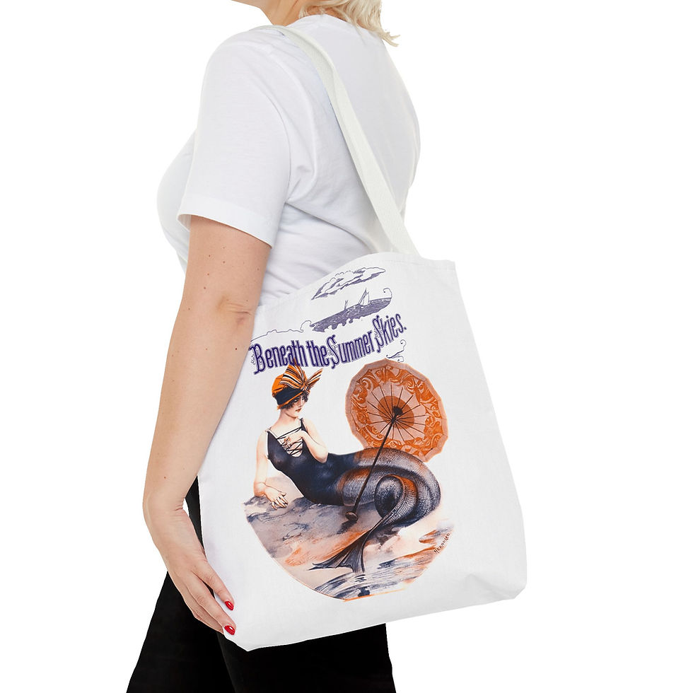 Thumbnail: Vintage Mermaid Art Tote Bag Victorian Style Summer Beachy Trendy Artistic Gift