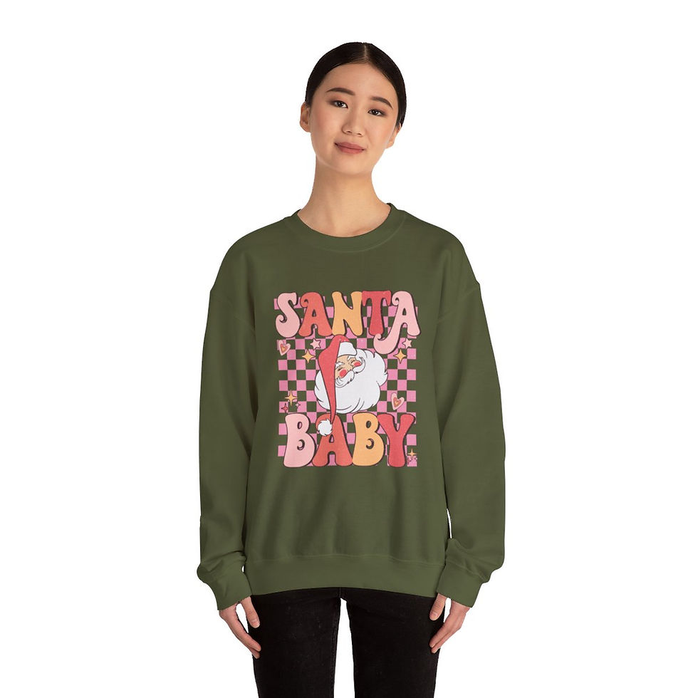 Thumbnail: Retro Christmas Sweatshirt Santa Baby Vintage style Holiday Apparel