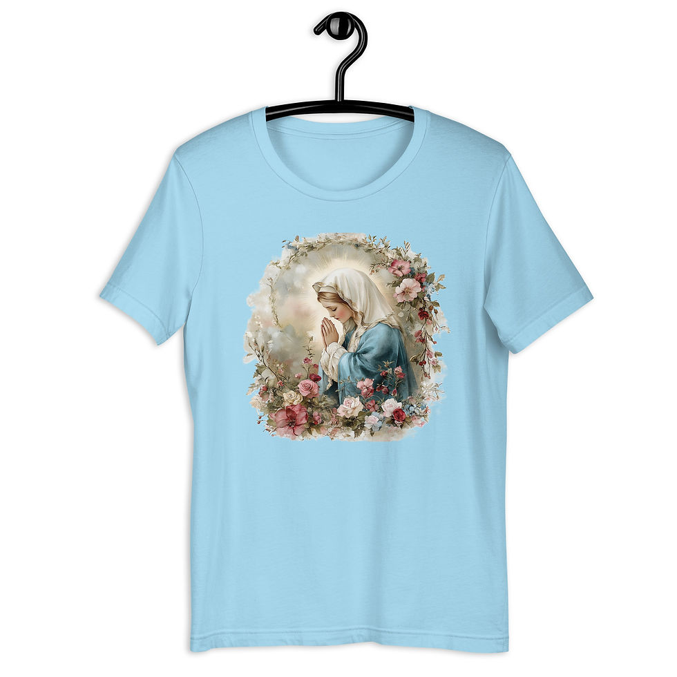 Thumbnail: Artistic Virgin Mary T-Shirt Wearable Art Shabby Catholic Faith, Mother Mary Tee