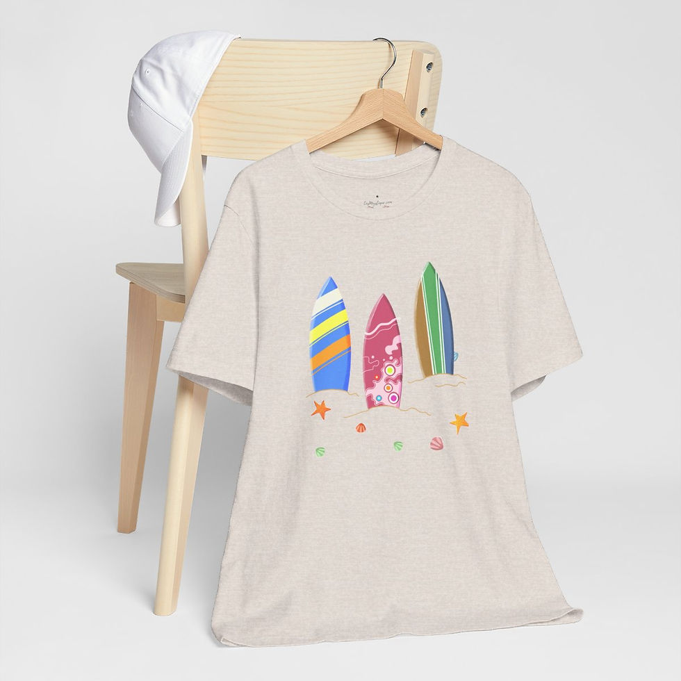 Thumbnail: Artistic Beachy T-Shirt Surfboards Beach Art Tee Trendy Apparel Artistic Gifts