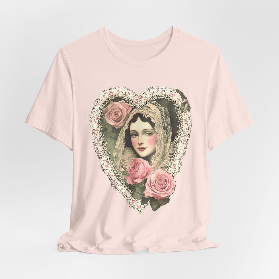 Thumbnail: Artistic T-Shirt Shabby Virgin Mary Pink Roses Religious Tee Catholic Faith Gift