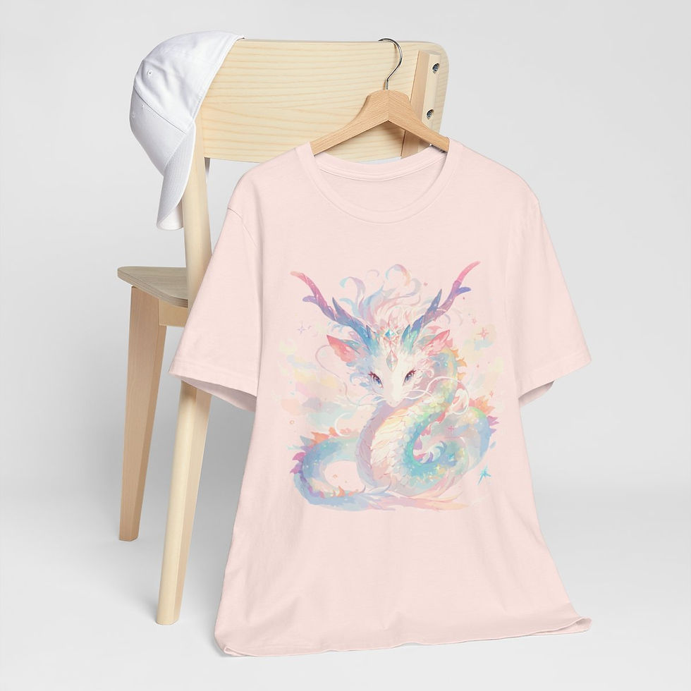 Thumbnail: Artistic Pastel Dragon T-Shirt Crescent Tee Wearable Art Fantasy Apparel