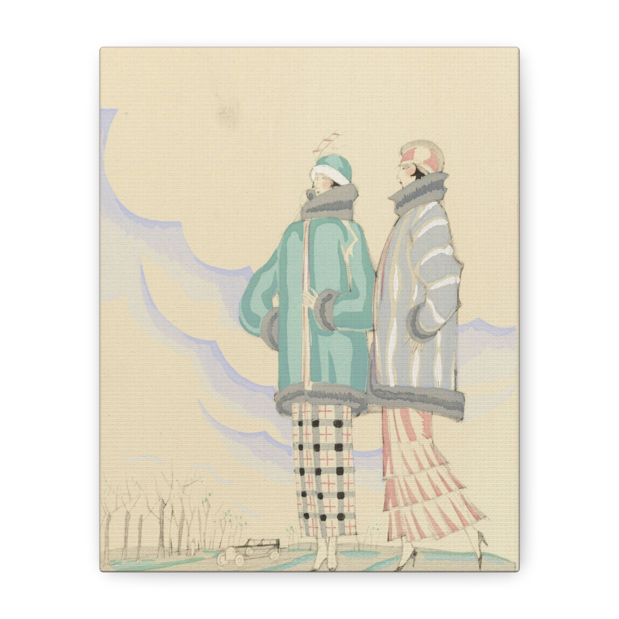 Art Deco Fashion Women Matte Stretched Canvas Print — Vintage Charles Martin 
