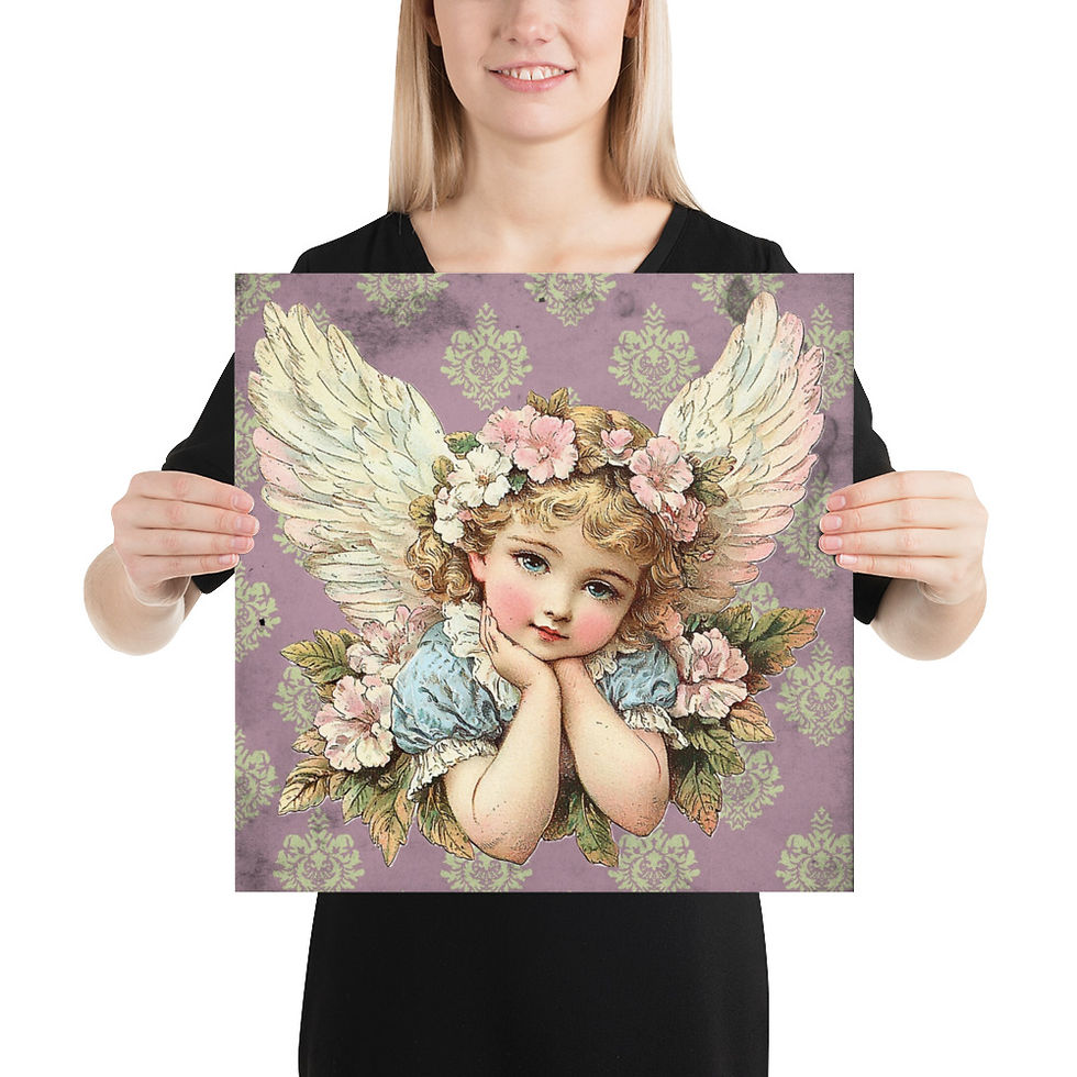 Thumbnail: Artistic Romantic Decor Shabby Chic Cherub Art Print Victorian Angel Giclee 