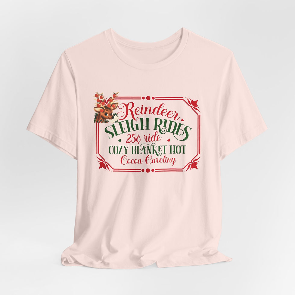 Thumbnail: Retro Reindeer T-Shirt Christmas Sleigh Ride Hot Cocoa Vintage Art Tee Apparel
