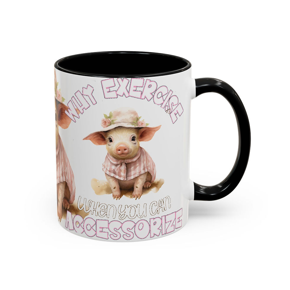Thumbnail: Artistic Pig Coffee Mug Sarcastic Gift Why Exercise Funny Kitchen Decor