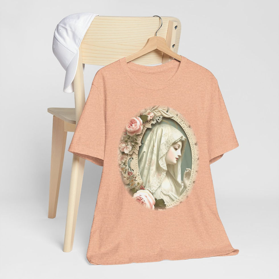 Thumbnail: Shabby Virgin Mary T-Shirt Ave Maria Religious Faith Art Tee Catholic Gifts