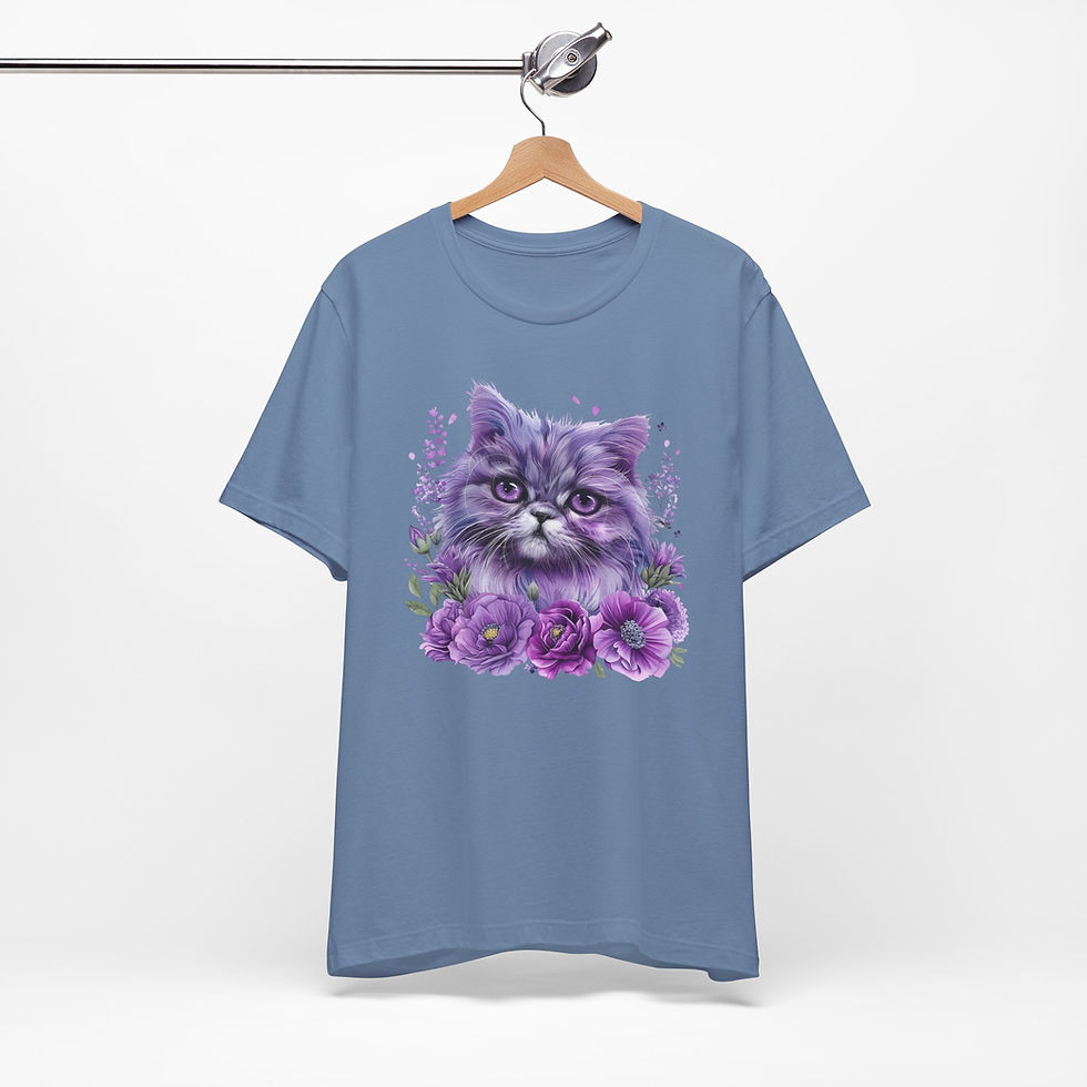 Thumbnail: Artistic Cat T-Shirt Shabby Boho Purple Kitten Art Hippie Cat Lover Gift